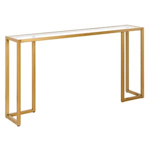 Oscar 55 in. Rectangle Brass Glass Console Table