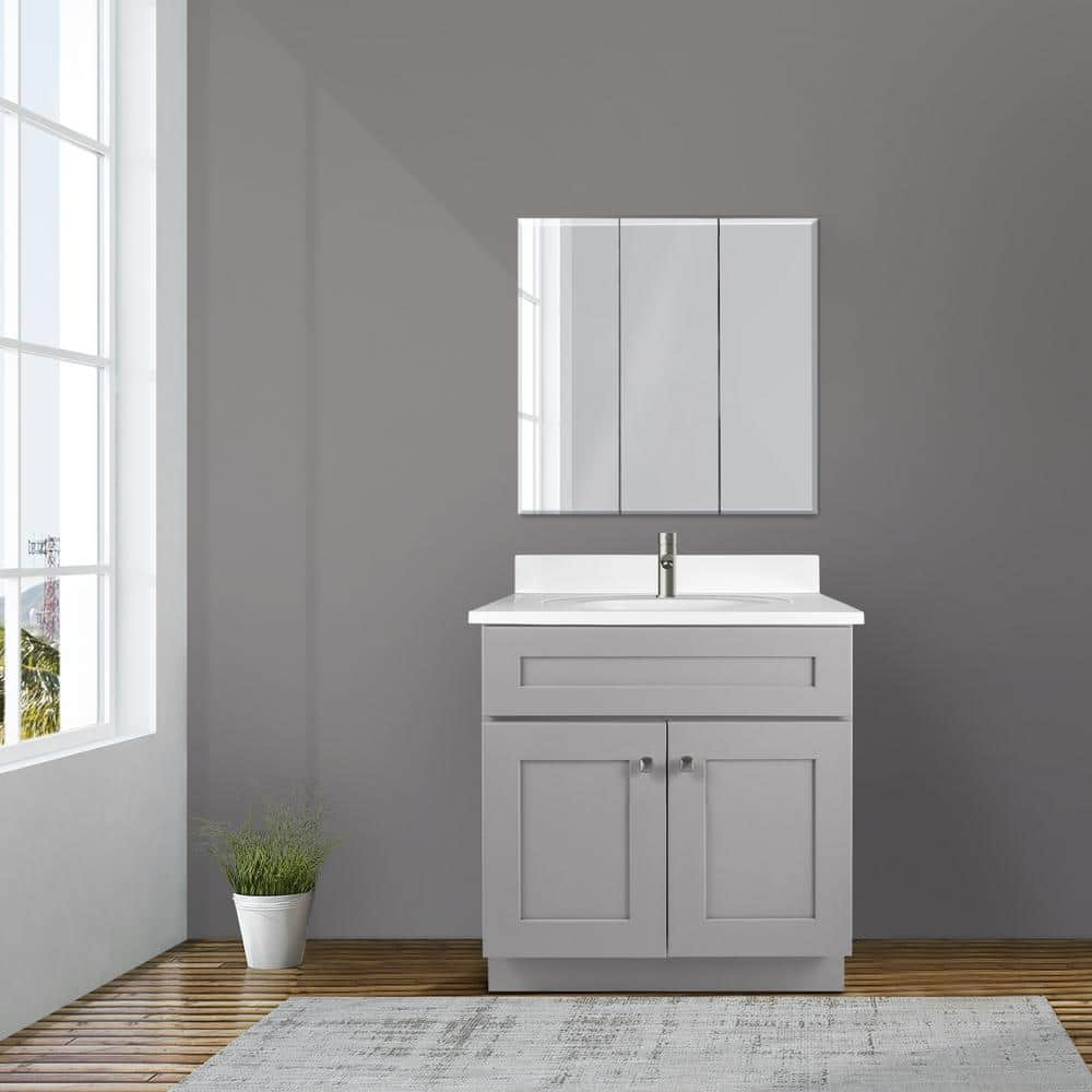 Design House 31 in. Brookings Vanity With Marble Single Hole Top in Gray, Fully Assembled