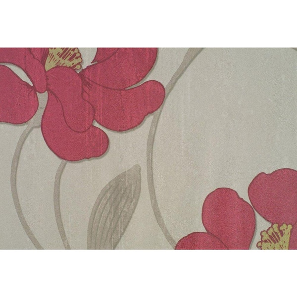 Washington Wallcoverings Red Passion Tropical Floral Print Wallpaper