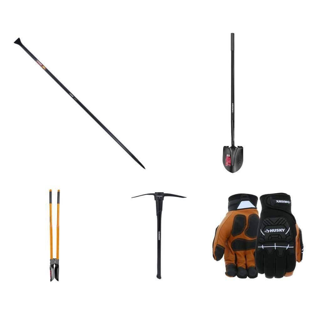 Husky 69 in. San Angelo Bar, 47 in. Digging Shovel, Post Hole Digger, 5 ...
