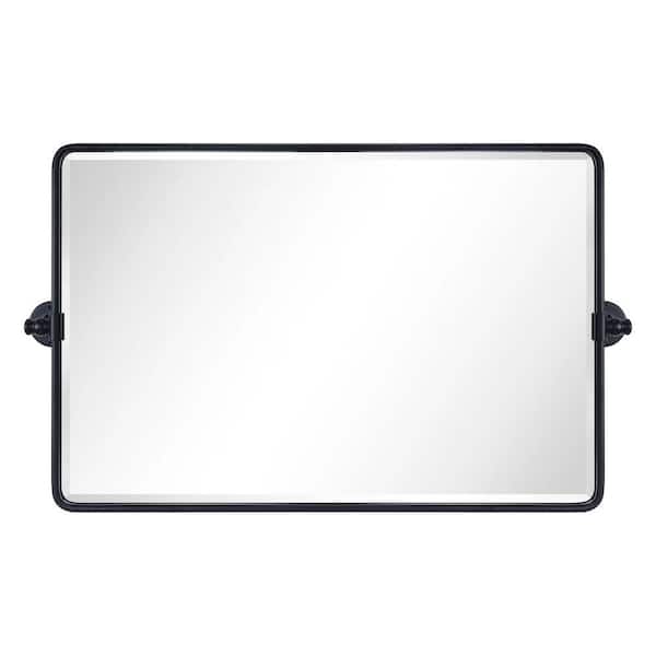 Lutalo 30 in. W x 20 in. H Rectangular Metal Framed Pivot Wall Mounted Bathroom Vanity Mirror in Matt Black
