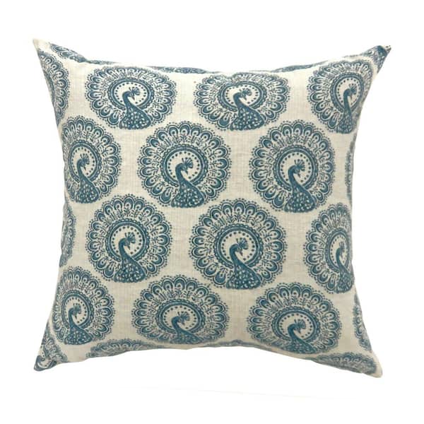 William's Home Furnishing Fifi Blue Geometric Polyester 22 in. x 22 in. Throw Pillow