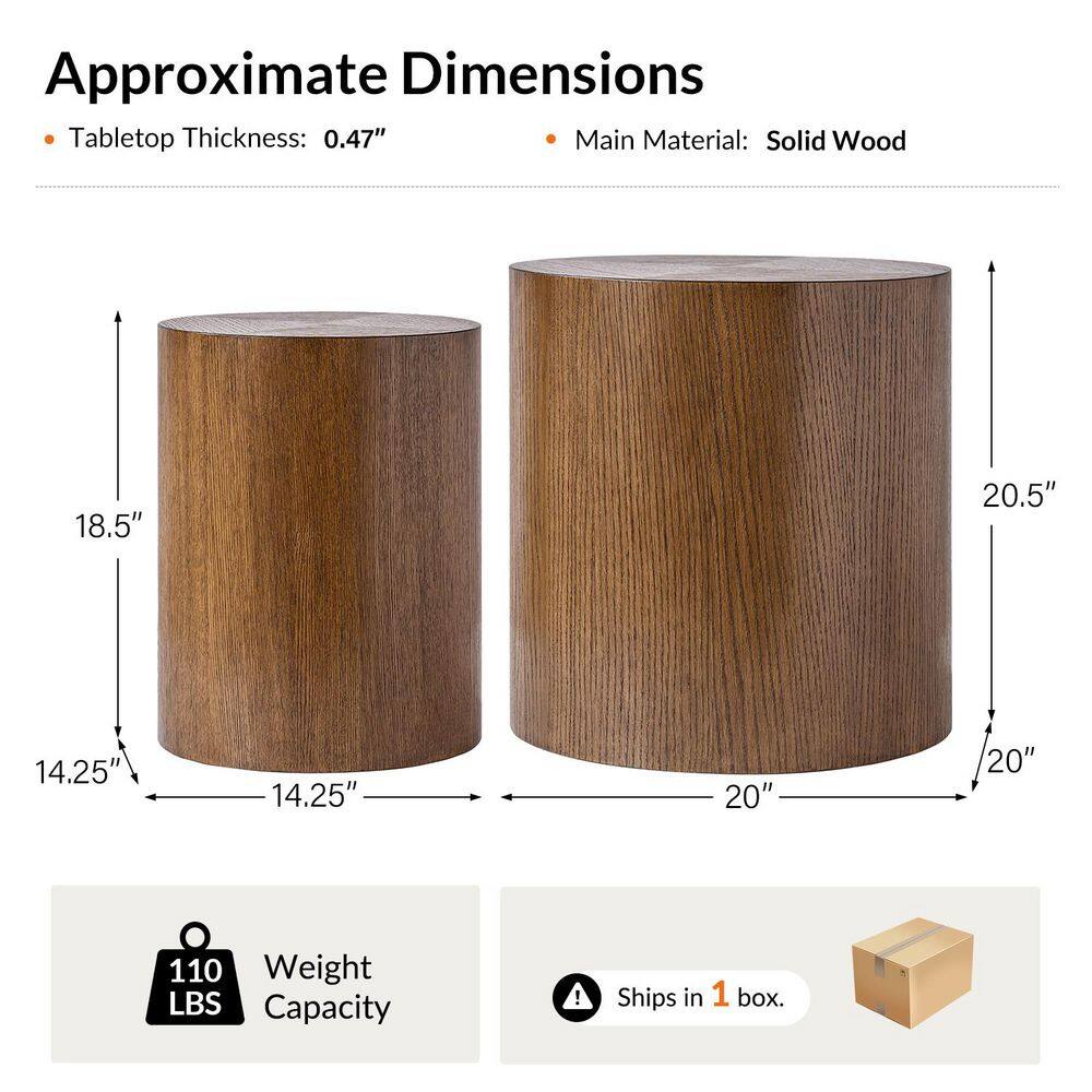 Lisa 20 in. Walnut Round Wood End Table with No Assembly Required - thumbnail 8