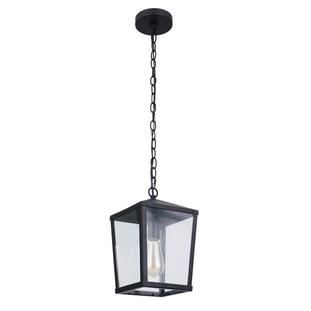 Midnight Black Glass 1-Light Outdoor Pendant