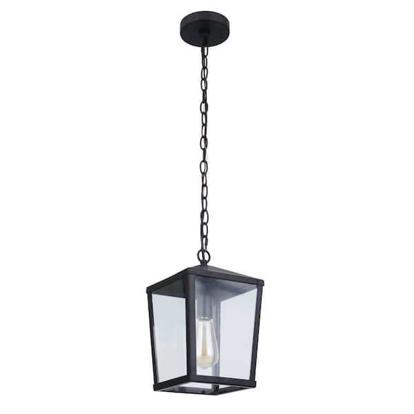 CRAFTMADE Olsen 13 in. 1-Light Midnight Finish Dimmable Outdoor Pendant Light with Clear Glass, No Bulb Included