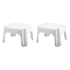 White Plastic Step Stool with 300-lb. Weight Capacity, White (2-Pack)
