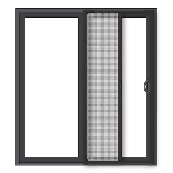 LuminAire for Sliding Patio Doors 72 in. x 80 in. Universal Black Aluminum Gliding Retractable Screen Door