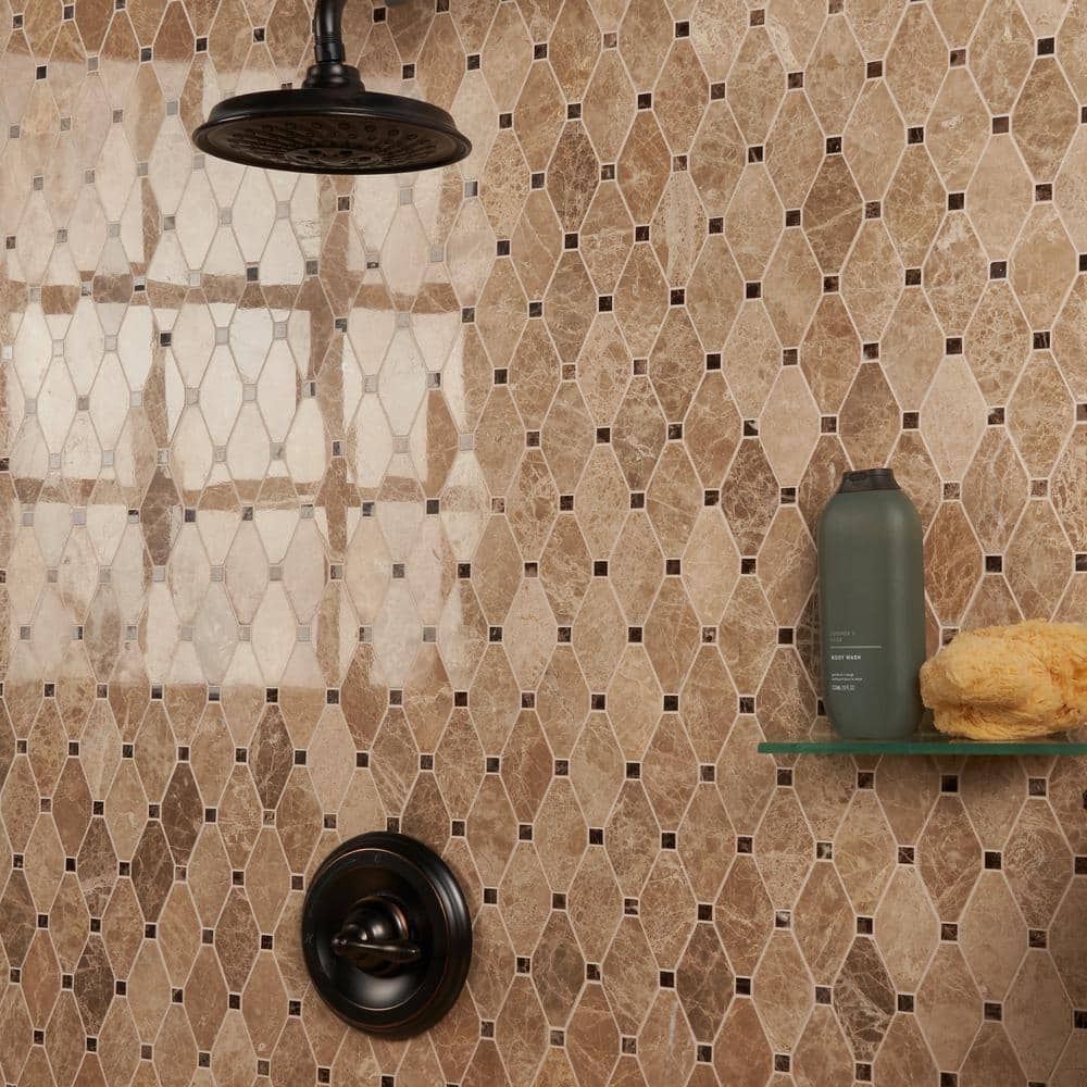 Light and Dark Emperador Marble Mosaic Tile