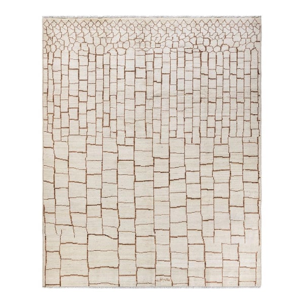 Solo Rugs Moroccan One-of-a-Kind Bohemian Ivory 7 ft. 10 in. x 9 ft. 8 in. Moroccan Area Rug