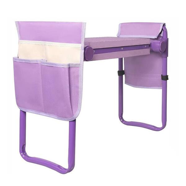 AFAIF Widen Upgrade Garden Kneeler Seat Garden Stools Bench with 2 Tool Pouches, Purple