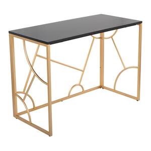 Constellation 42.25 in. Rectangular Black Wood and Gold Metal Desk