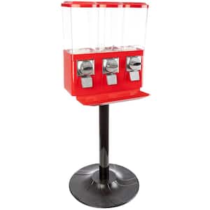 Red Gumball Machine - Triple Candy Machine Dispenser for Gumballs, Capsules, and Candy - Vending Machines for Business