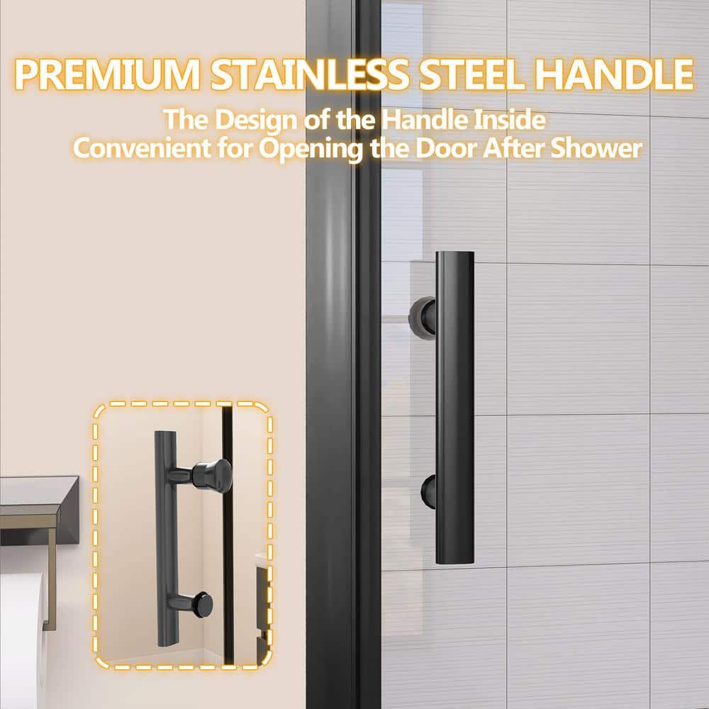 Matte Black Frameless Pivot Shower Door with Clear Glass, 32" x 72"
