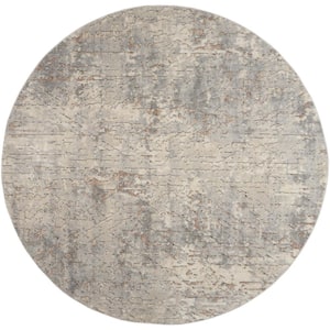 Concerto Beige/Grey 8 ft. x 8 ft. Abstract Contemporary Round Area Rug
