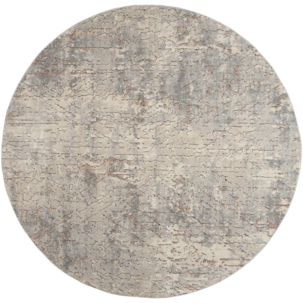 Nourison Concerto Beige/Grey 8 ft. x 8 ft. Abstract Contemporary Round Area Rug