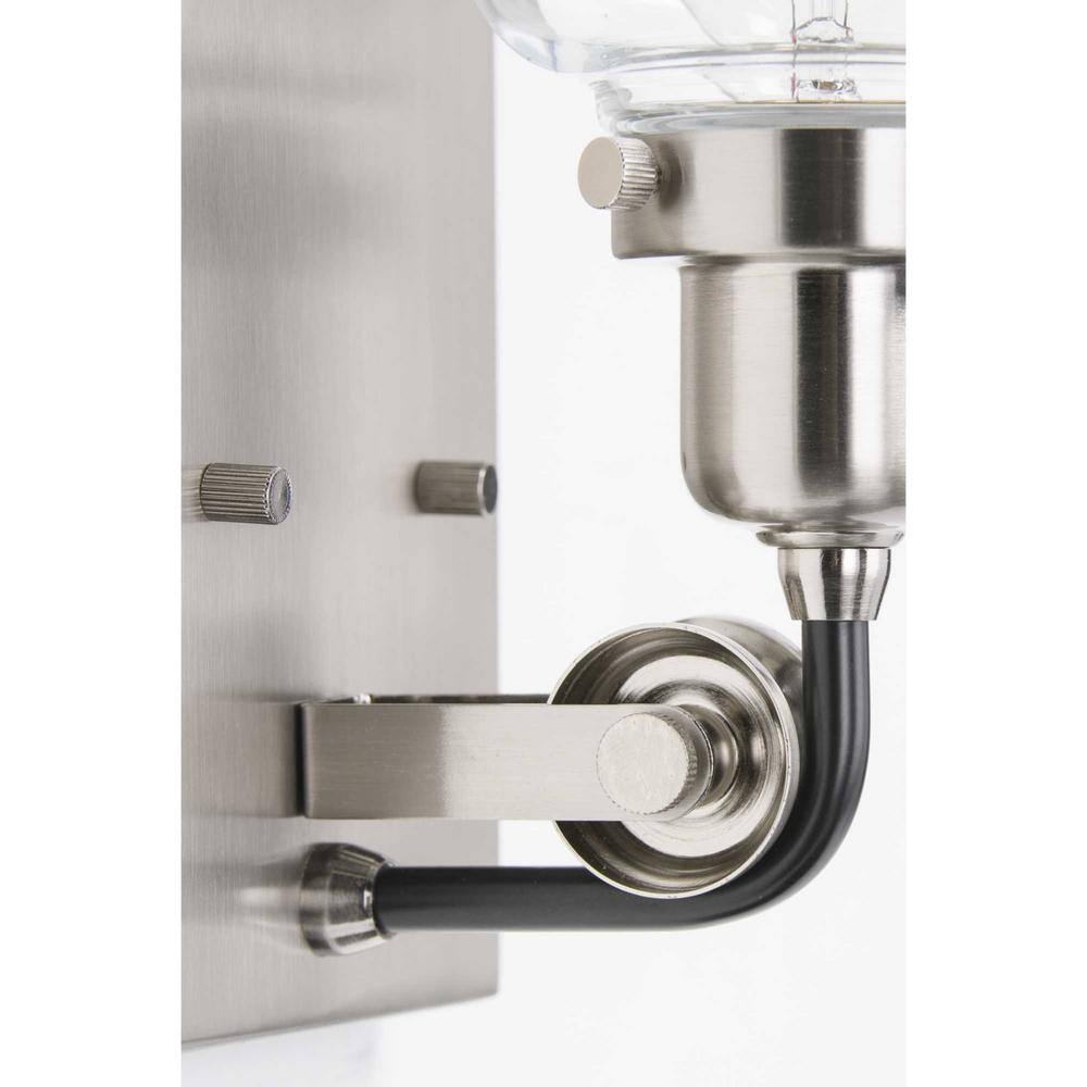 Rushton Brushed Nickel Wall Sconce with Clear Glass Shade