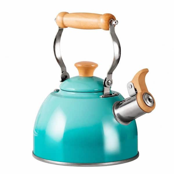 7-Cup Green Stainless Steel Stovetop Whistling Tea Kettle with Pour Spout and Cool Touch Ergonomic Handle