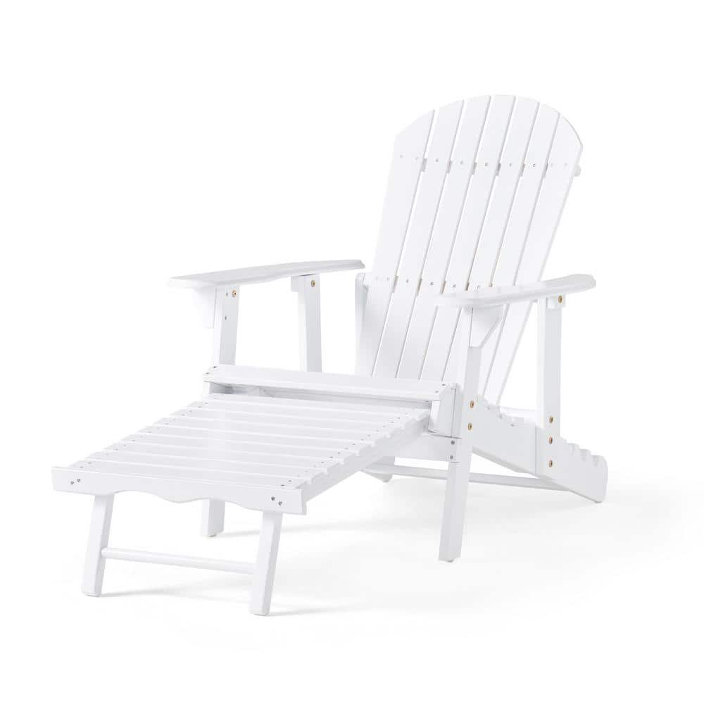 White Reclining Wood Outdoor Adirondack Chair Set of 1 -  Siavonce, 57345.00WHI