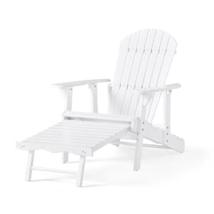 White Reclining Wood Outdoor Adirondack Chair Set of 1