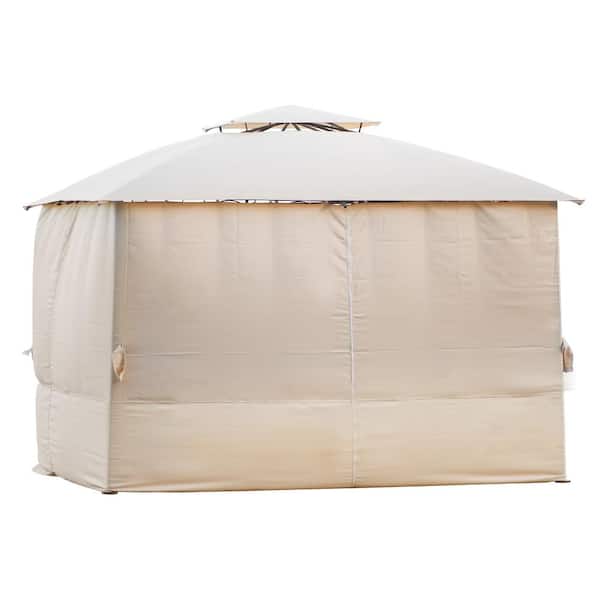 Direct Wicker Belle 10.6 ft. x 10.6 ft. Beige Outdoor BBQ Gazebo Tent with UV Protection Double Tiered Grill Canopy