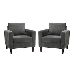 Ismenus Grey Upholstered Mid Century Modern Club Chair with Wood Legs (Set of 2)