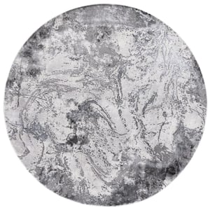 Craft Light Gray/Gray 7 ft. x 7 ft. Abstract Marble Round Area Rug