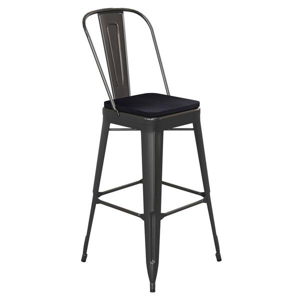 Carnegy Avenue 30 in. Black/Black Metal Outdoor Bar Stool CGACH515804