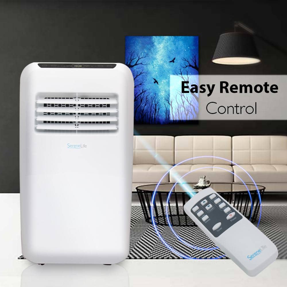 SereneLife 8,000 BTU White and Black Portable Air Conditioner with Remote