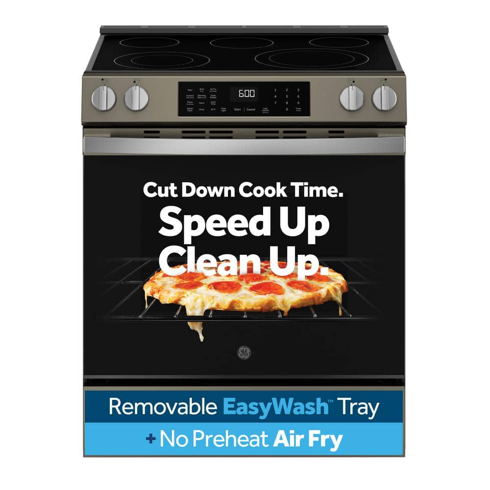 30 in. 5 Burner Element Smart Slide-In Electric Convection Range in Slate w