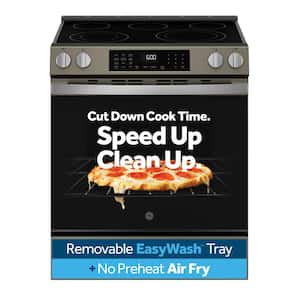 30 in. 5 Burner Element Smart Slide-In Electric Convection Range in Slate with EasyWash Oven Tray And No-Preheat Air Fry