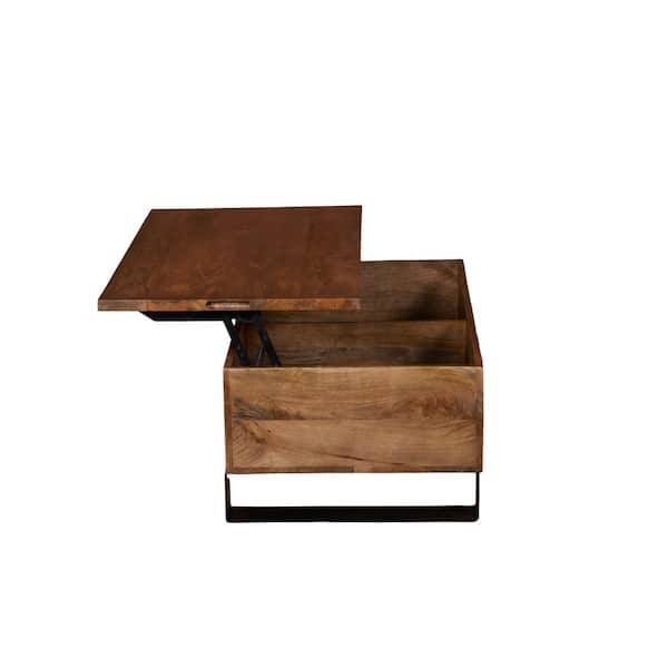 Noble House Kenzo 43 in. W Brown Lift Top Rectangle Solid Wood