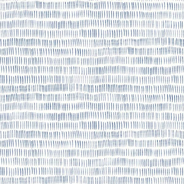Chesapeake Pips Navy Fabric Pre-Pasted Matte Watercolor Brushstrokes Strippable Wallpaper