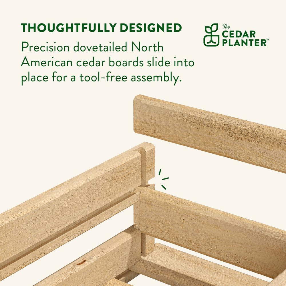 Extra Large Off-White Cedar Wood Outdoor Planter Box