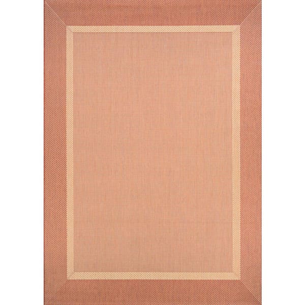 Couristan Recife Stria Texture Natural-Terracotta 4 ft. x 5 ft. Indoor/Outdoor Area Rug