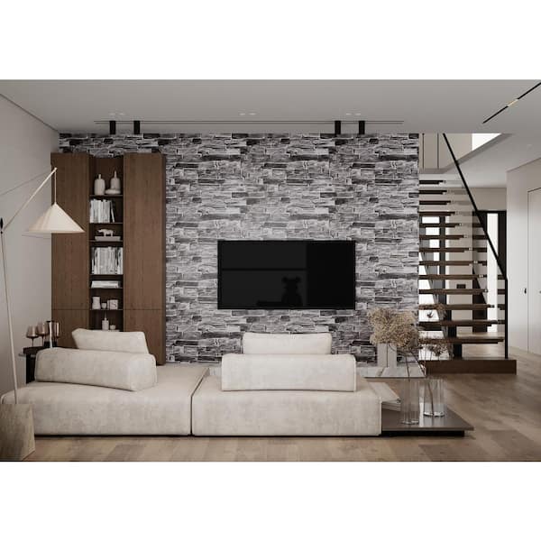 Slate Gray 3 ft. x 1-1/2 ft. x 3/8 in. 3D PVC Peel and Stick Wall Panels (5-Pack)