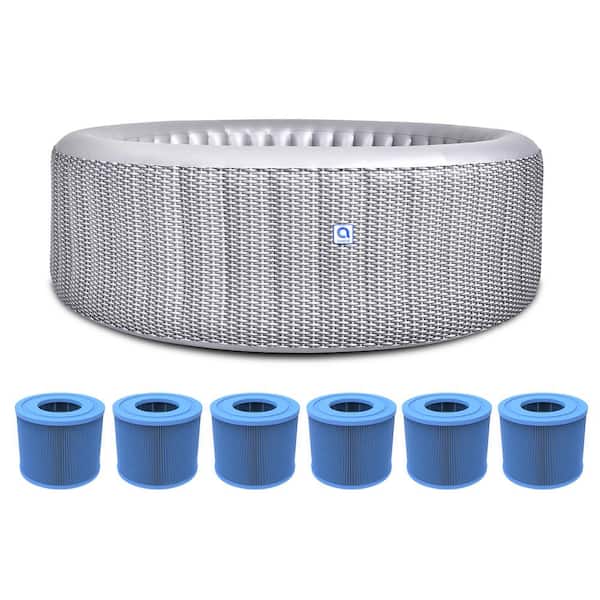 JLeisure Avenli 53 in. Inflatable 4-Person Round Hot Tub Spa and 6-Filter Cartridges for ECO Pump