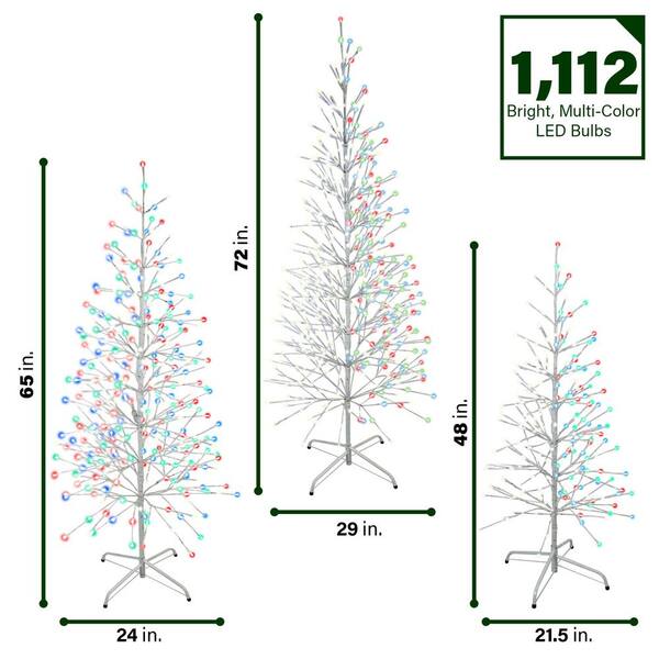 GE 7-ft Winterberry Pre-Lit Twig Slim White Artificial Christmas Tree with 400 Constant Cool White LED Lights