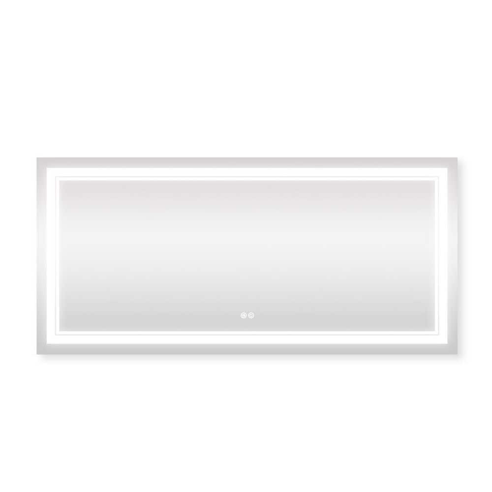 60 in. W x 28 in. H LED Lighted Large Rectangular Frameless Aluminum Wall M