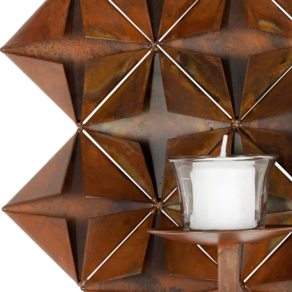 Copper Origami Iron Wall Sconce with Candle Holder