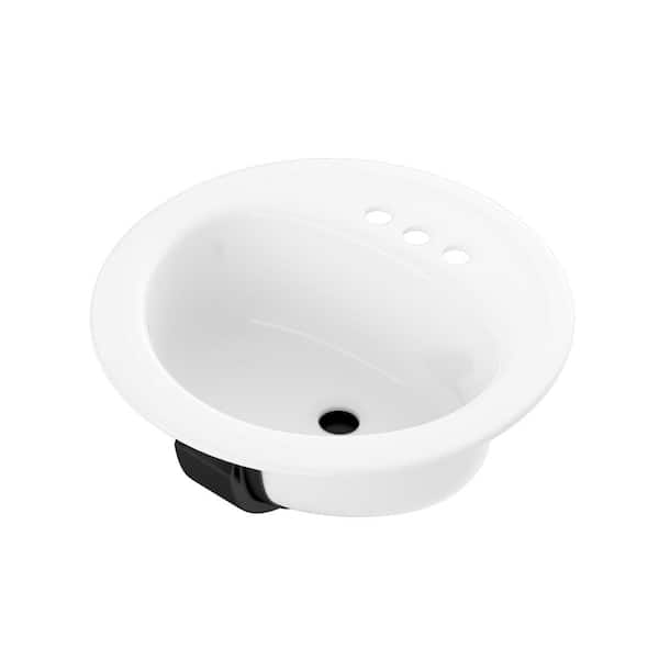 Laurel Round Drop-In Bathroom Sink in White