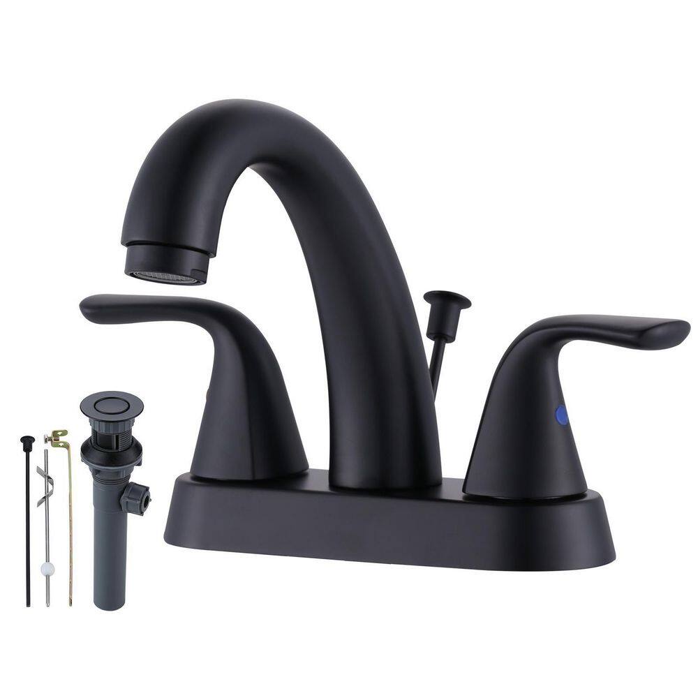 Matte Black Stainless Steel Double Handle Bathroom Faucet