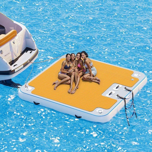 7ft. x 7ft. Inflatable Floating Dock with Rope Ladder, Non-Slip EVA Platform