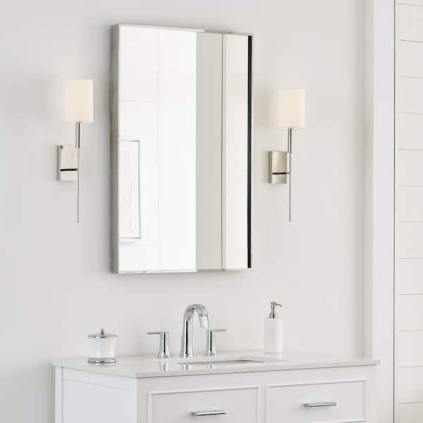 Generation Lighting - Brianna 1-Light Polished Nickel Contemporary Indoor Dimmable Tail Wall Sconce with Optional White Linen Shade