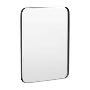 28 in. W x 36 in. H Tempered Glass Rectangular Framed Wall-Mounted Bathroom Vanity Mirror in Black