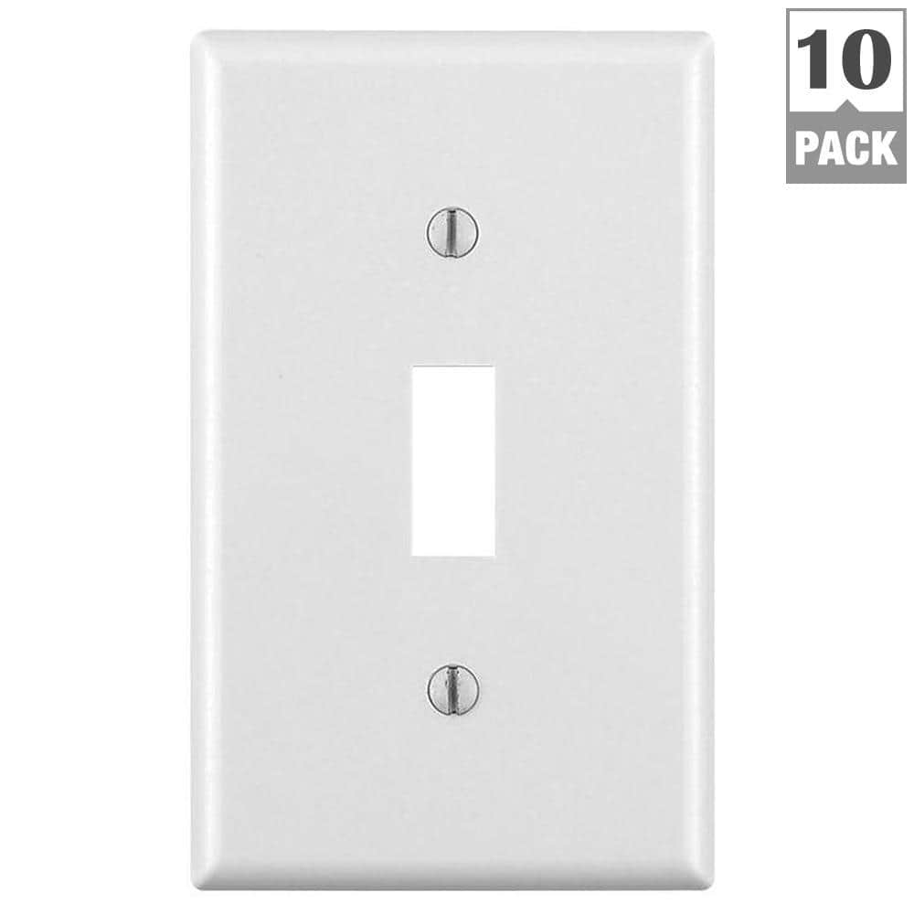 White Standard Size Plastic Toggle Wall Plate 10-Pack