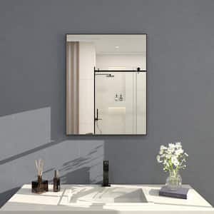 Sight 24 in. W. x 30 in. H Rectangular Framed Wall Bathroom Vanity Mirror in Matte Black