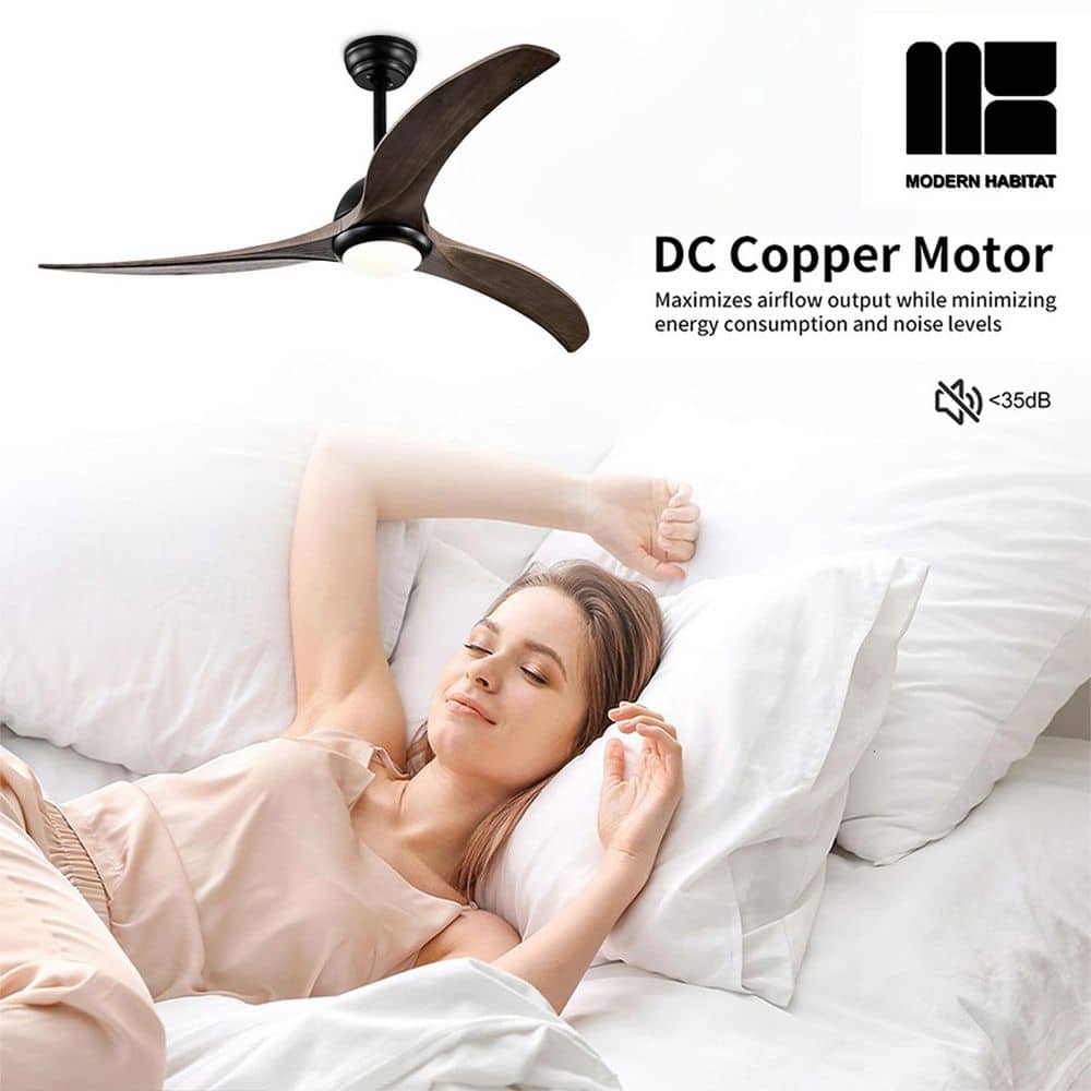 Aura 52" Black and Dark Walnut Ceiling Fan with LED Light and Remote