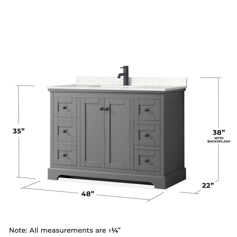 Avery 48" Dark Gray Freestanding Vanity with Marble Top