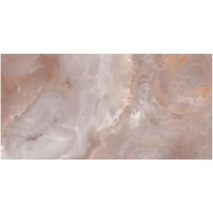 Jume Onyx Coral 4 in. x 0.41 in. Polished Porcelain Floor and Wall Tile Sample