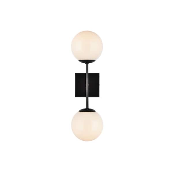 Unbranded Home Living 5.9 in. 2-Light Black Vanity Light with Glass Shade